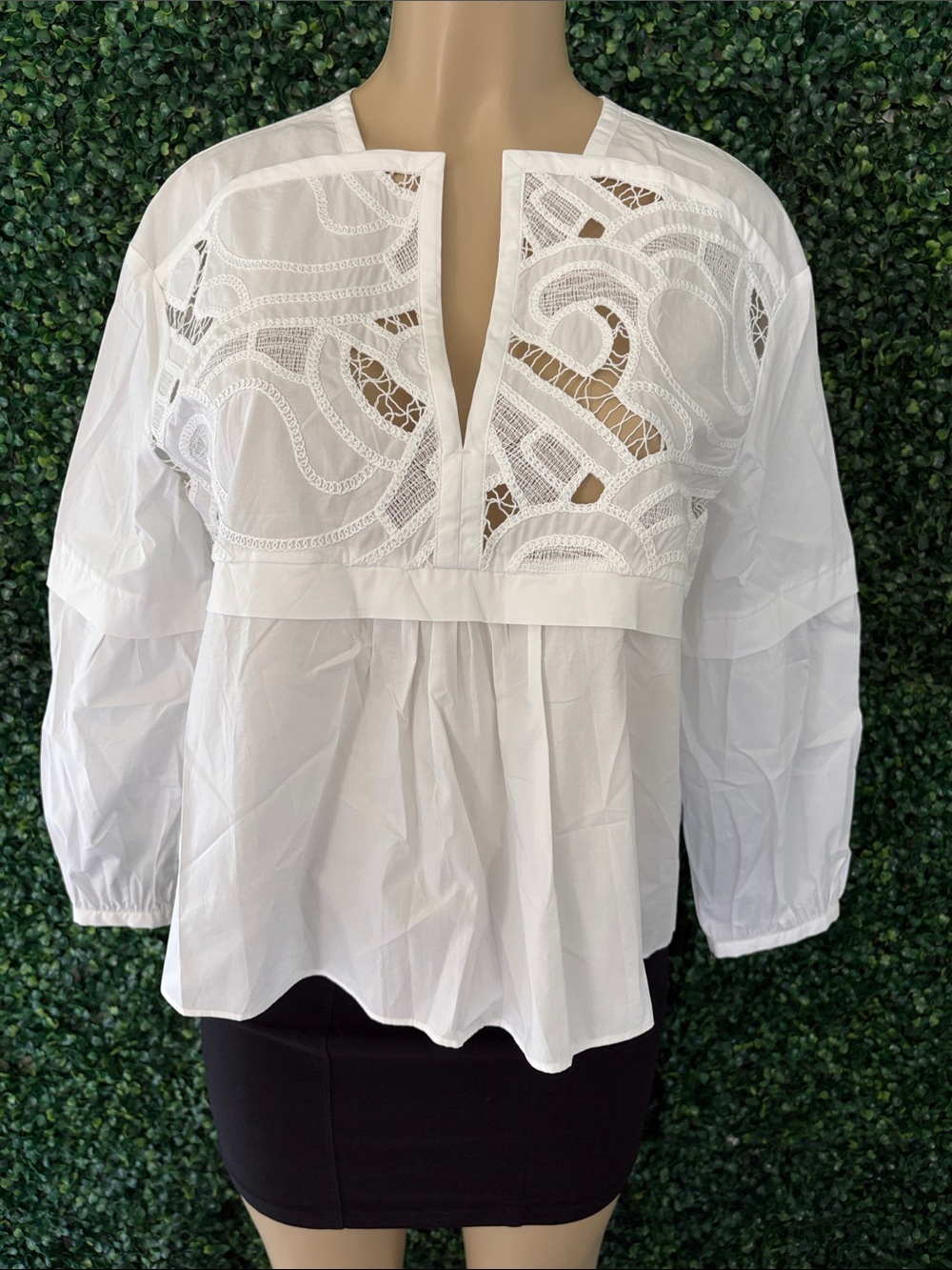 Banana Republic White Eyelet Lace Peasant Blouse Size S